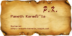 Paneth Karméla névjegykártya